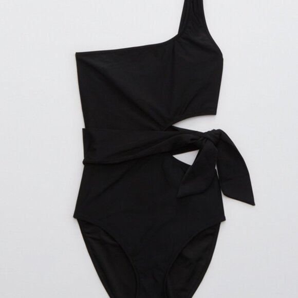 Aerie Asymmetrical Wrap One Piece Swimsuit Size Medium Long - Picture 4 of 9